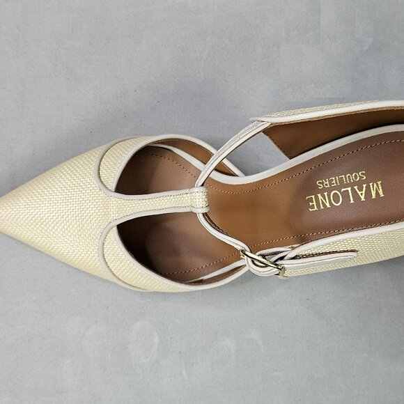 Malone Souliers Cream Linen Stilettos - Picture 3 of 6